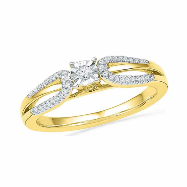 10kt Yellow Gold Round Diamond Solitaire Open-shank Bridal Wedding Engagement Ring 1/6 Cttw