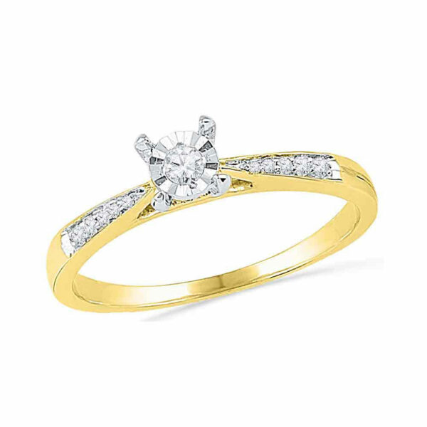 10kt Yellow Gold Round Diamond Solitaire Bridal Wedding Engagement Ring 1/10 Cttw