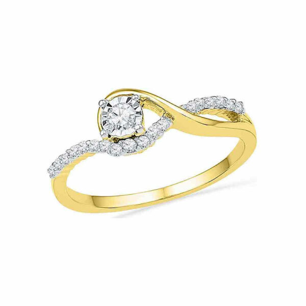 10kt Yellow Gold Round Diamond Solitaire Bridal Wedding Engagement Ring 1/6 Cttw