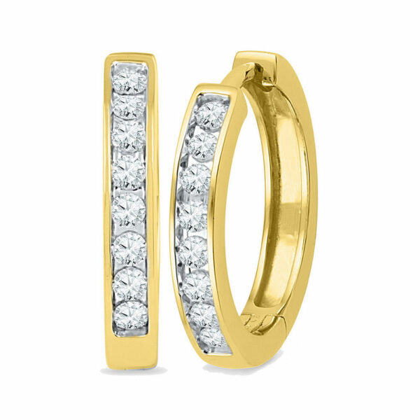 10kt Yellow Gold Womens Round Diamond Hoop Earrings 1/2 Cttw