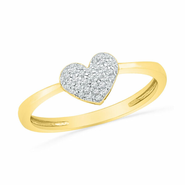 10kt Yellow Gold Womens Round Diamond Heart Cluster Ring 1/10 Cttw