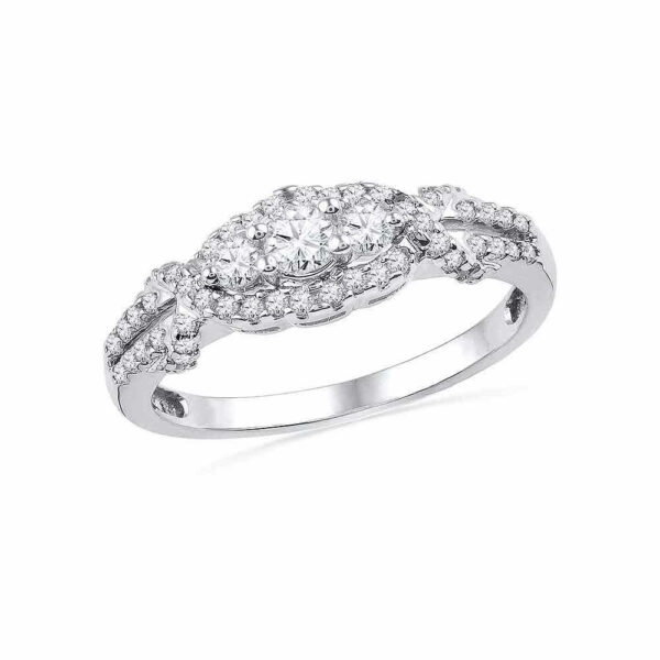 10kt White Gold Round Diamond 3-stone Bridal Wedding Engagement Ring 1/2 Cttw