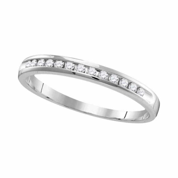 14kt White Gold Womens Round Diamond Wedding Band Ring 1/4 Cttw