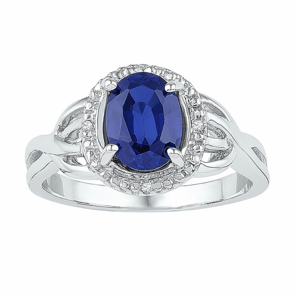 Sterling Silver Womens Oval Lab-Created Blue Sapphire Solitaire Ring 1-5/8 Cttw