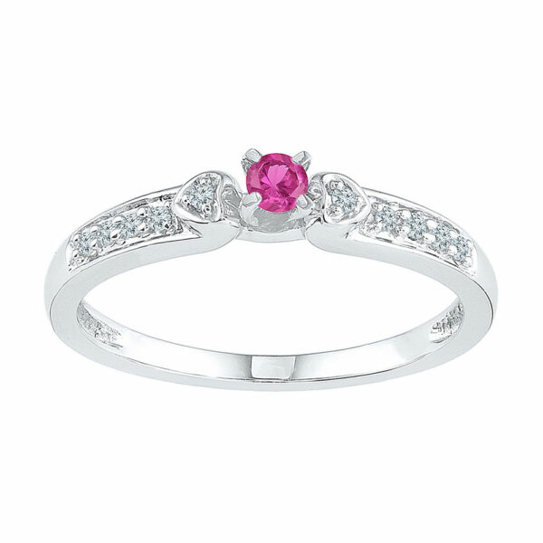 Sterling Silver Womens Round Lab-Created Pink Sapphire Solitaire Ring 1/4 Cttw