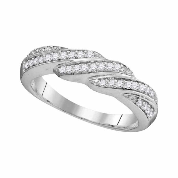 10kt White Gold Womens Round Diamond Crossover Band Ring 1/4 Cttw