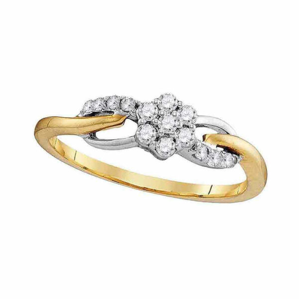 10kt Yellow Gold Womens Round Diamond Flower Cluster Infinity Ring 1/4 Cttw