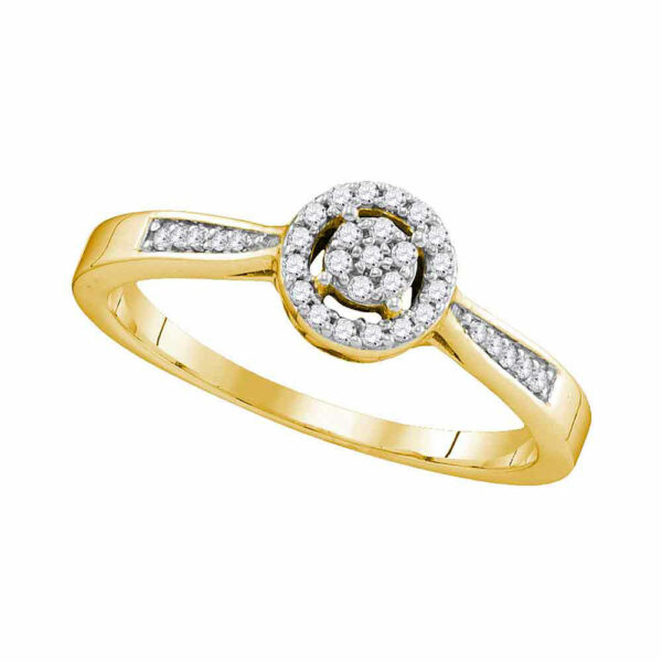 10kt Yellow Gold Round Diamond Cluster Bridal Wedding Engagement Ring 1/8 Cttw