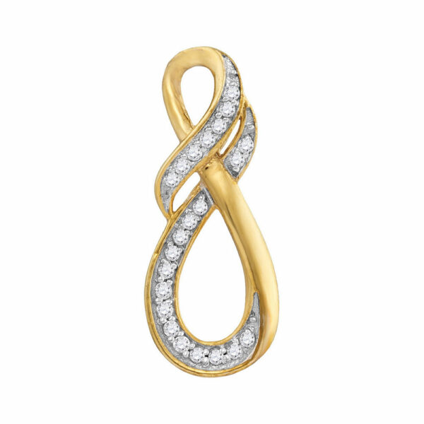 10kt Yellow Gold Womens Round Diamond Twist Fashion Pendant 1/10 Cttw