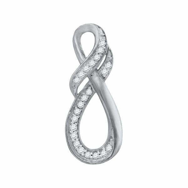 10kt White Gold Womens Round Diamond Twist Fashion Pendant 1/10 Cttw