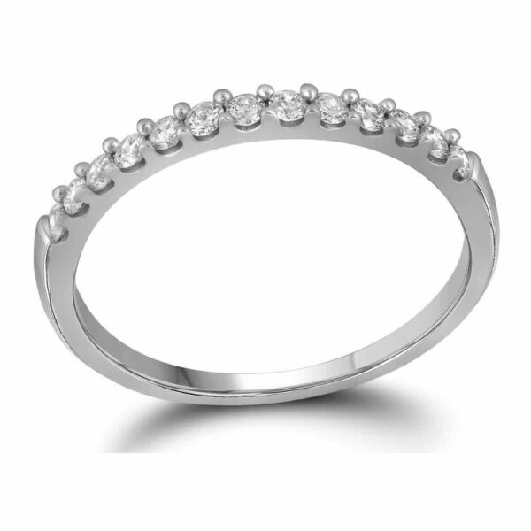 14kt White Gold Womens Round Diamond Slender Wedding Anniversary Band 1/4 Cttw