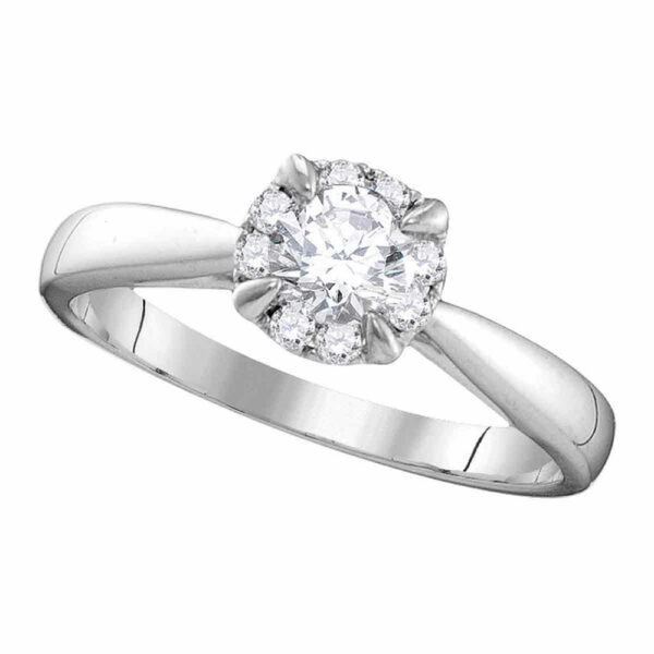 14kt White Gold Round Diamond Solitaire Bridal Wedding Engagement Ring 1/2 Cttw