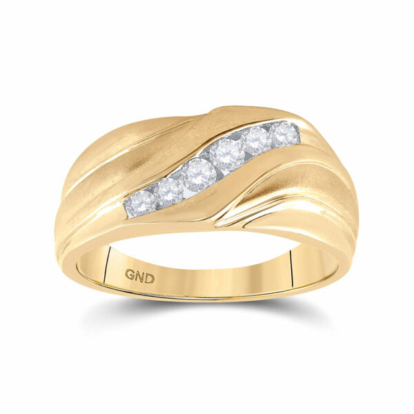 10kt Yellow Gold Mens Round Diamond Wedding Band Ring 1/3 Cttw