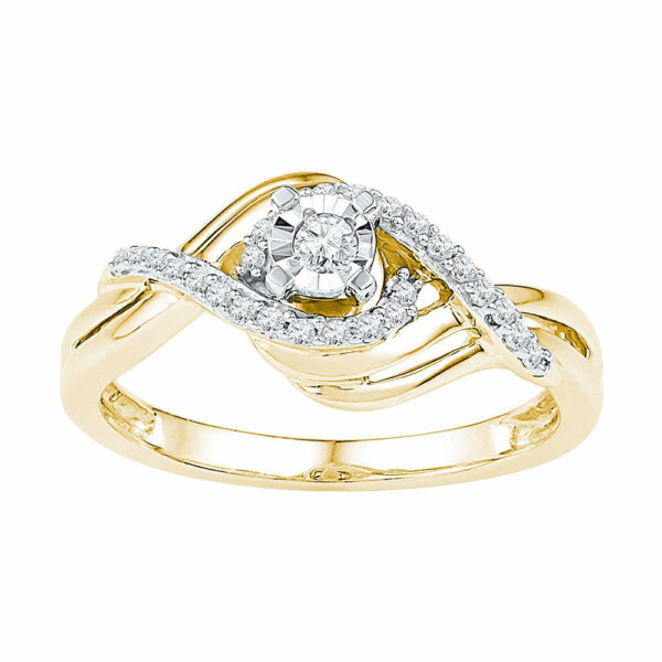 10kt Yellow Gold Round Diamond Solitaire Bridal Wedding Engagement Ring 1/5 Cttw