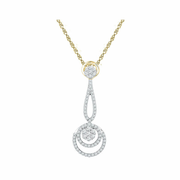 10kt Yellow Gold Womens Round Diamond Dangling Cluster Pendant 3/4 Cttw