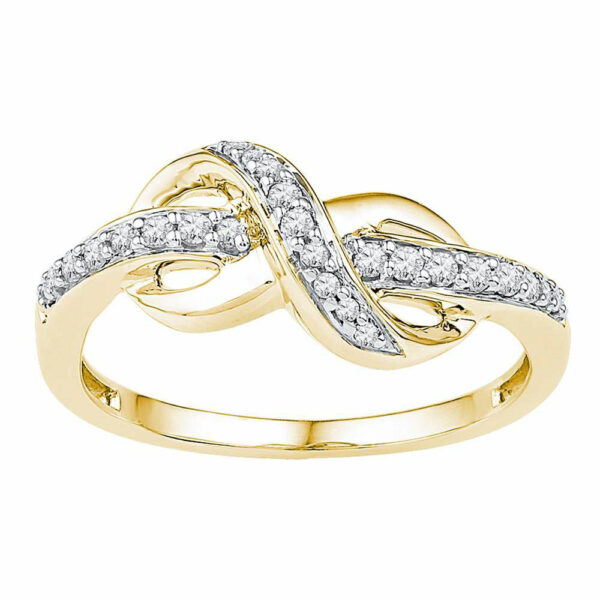 10kt Yellow Gold Womens Round Diamond Knot Infinity Ring 1/6 Cttw