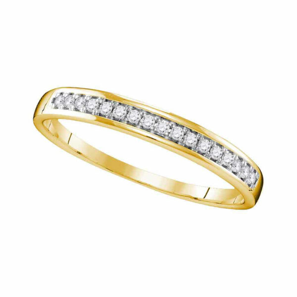 10kt Yellow Gold Womens Round Diamond Wedding Band Ring 1/10 Cttw