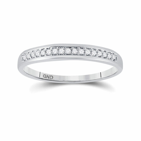 10kt White Gold Womens Round Diamond Wedding Band 1/10 Cttw