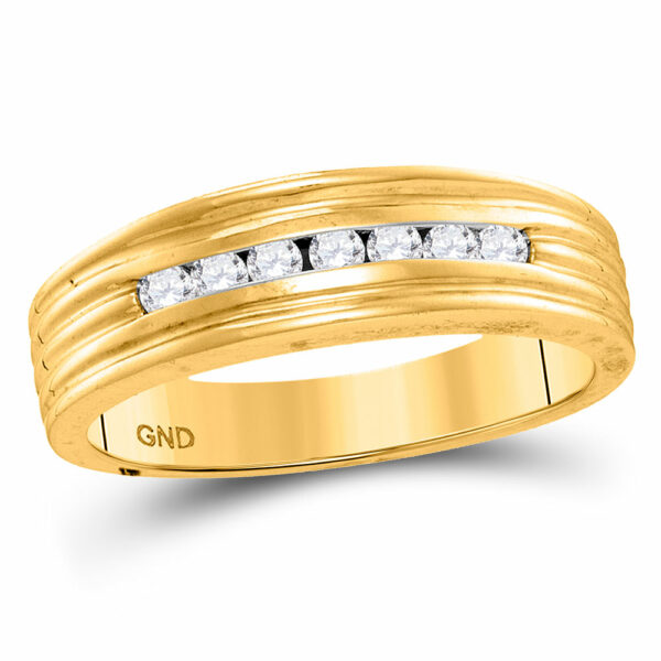 10kt Yellow Gold Mens Round Diamond Wedding Band Ring 1/4 Cttw