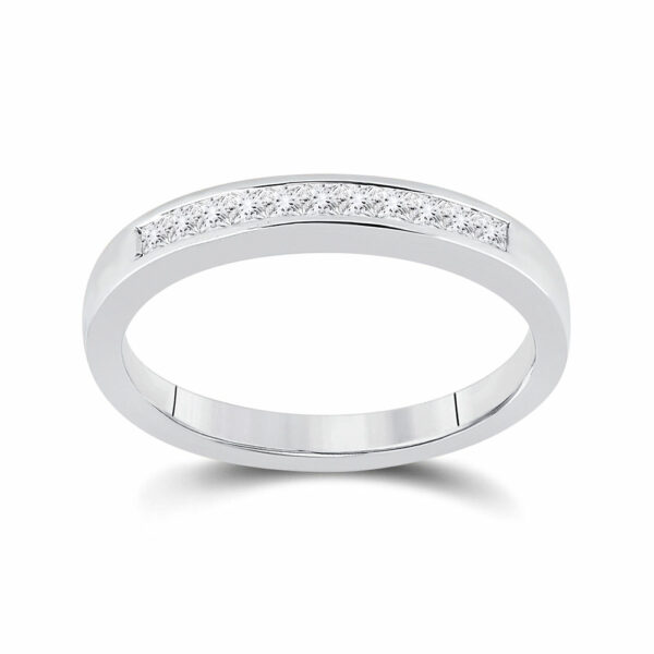 14kt White Gold Womens Princess Diamond Wedding Band 1/4 Cttw