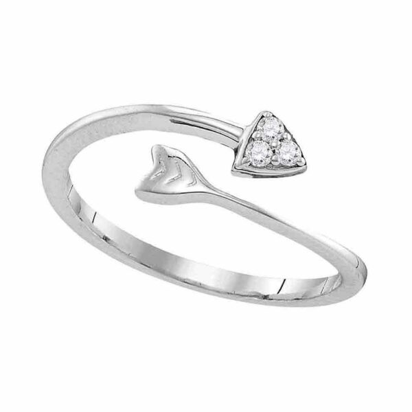 Sterling Silver Womens Round Diamond Bisected Arrow Band Ring 1/20 Cttw