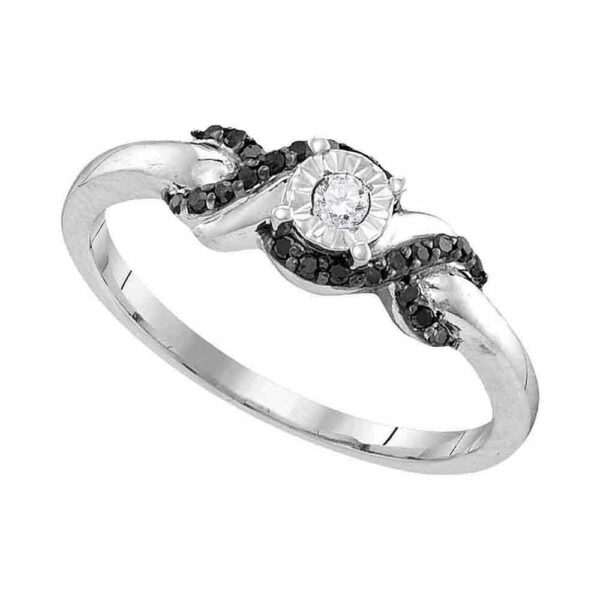 Sterling Silver Round Diamond Solitaire Bridal Wedding Engagement Ring 1/6 Cttw