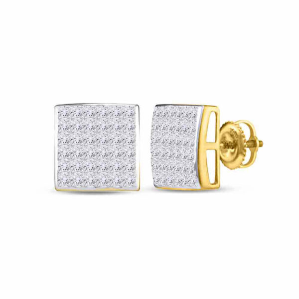 14kt Yellow Gold Womens Princess Diamond Square Earrings 1 Cttw