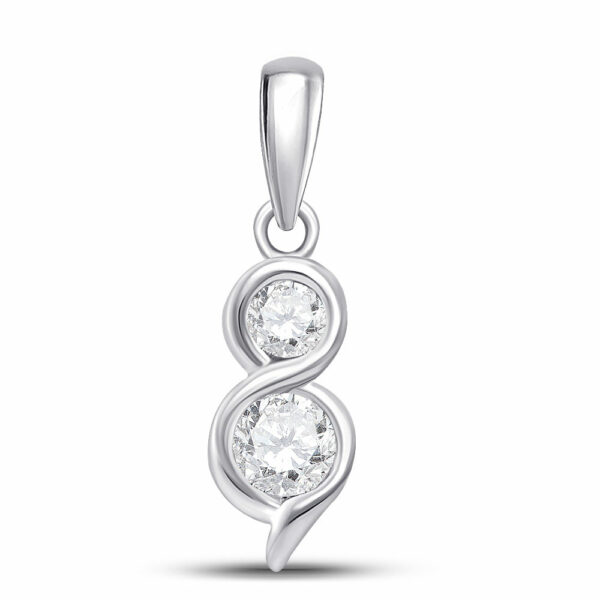 14kt White Gold Womens Round Diamond 2-stone Pendant 1/4 Cttw