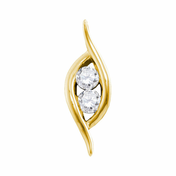 14kt Yellow Gold Womens Round Diamond Bypass 2-stone Pendant 1/4 Cttw