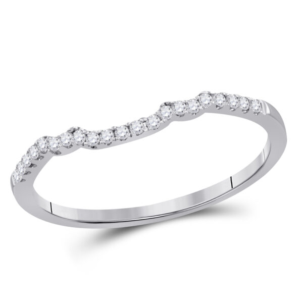 14kt White Gold Womens Round Diamond Band Ring Guard Enhancer 1/10 Cttw