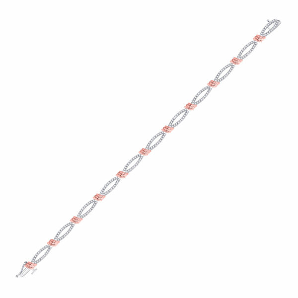 10kt White Gold Womens Round Diamond Rose-tone Rope Bracelet 1 Cttw