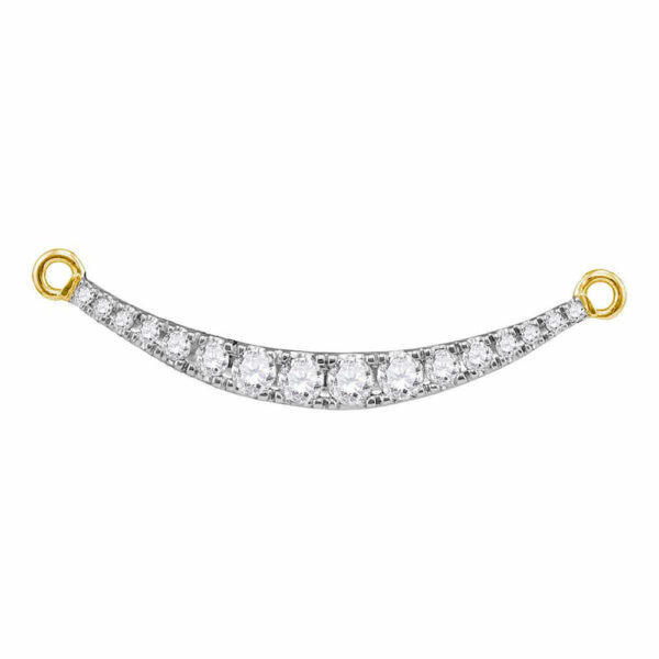 10kt Yellow Gold Womens Round Diamond Curved Bar Pendant Necklace 1/2 Cttw