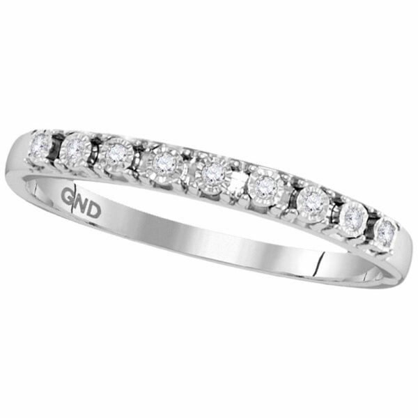 10kt White Gold Womens Round Diamond Illusion-set Band 1/20 Cttw