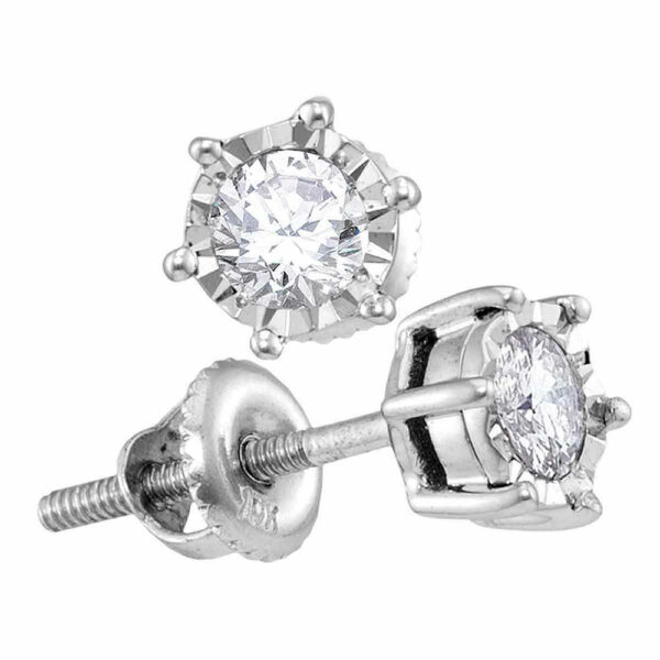 10kt White Gold Womens Round Diamond Solitaire Stud Earrings 1/4 Cttw