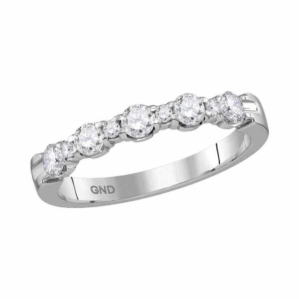 14kt White Gold Womens Round Diamond Wedding Anniversary Band Ring 1/2 Cttw