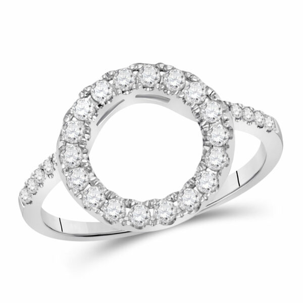 14kt White Gold Womens Round Diamond Wrap Ring Guard Enhancer 1/2 Cttw