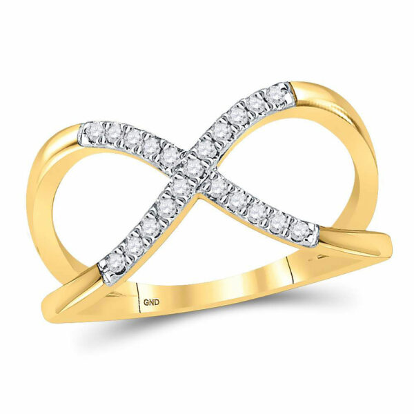 10kt Yellow Gold Womens Round Diamond Split-shank Infinity Ring 1/6 Cttw