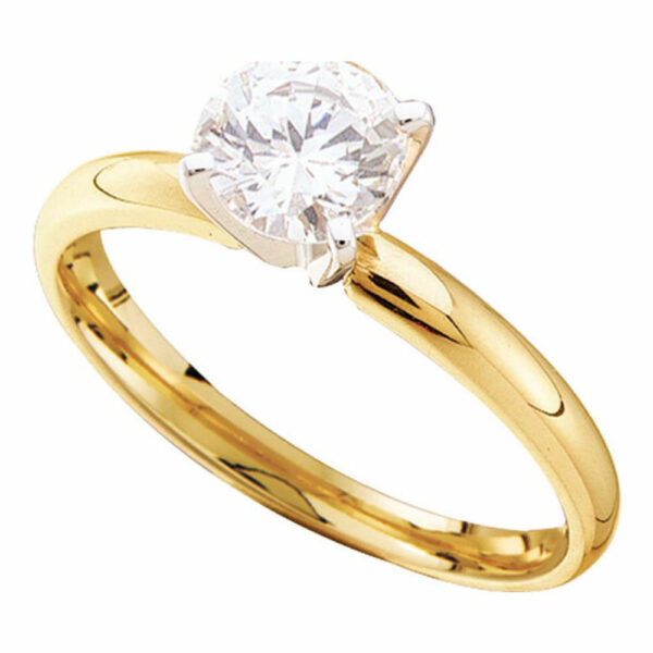 14kt Yellow Gold Womens Round Diamond Solitaire Bridal Wedding Engagement Ring 1/2 Cttw