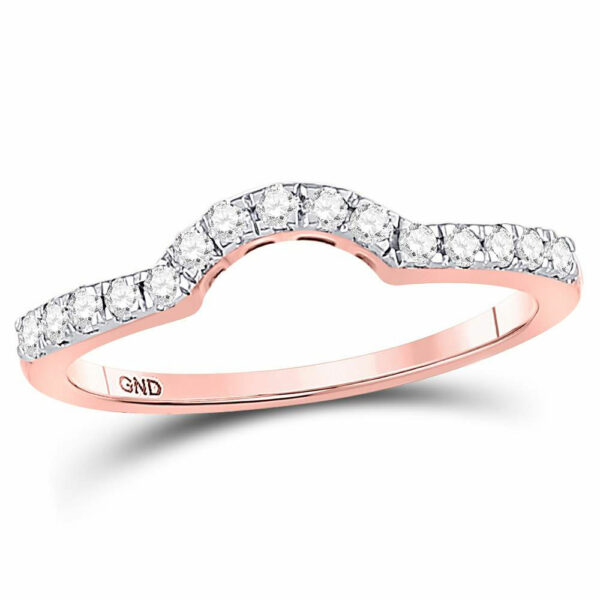 14kt Rose Gold Womens Round Diamond Contoured Wedding Enhancer Band Ring 1/4 Cttw