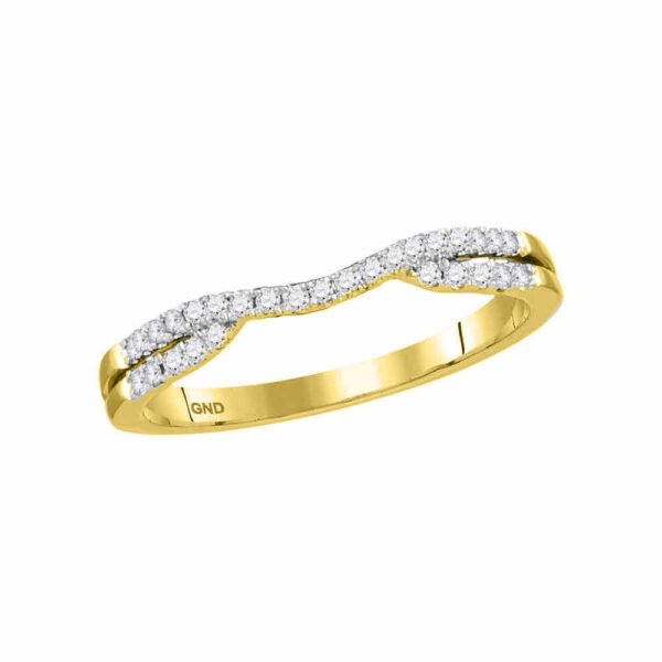 14kt Yellow Gold Womens Round Diamond Contour Enhancer Wedding Band Ring 1/6 Cttw