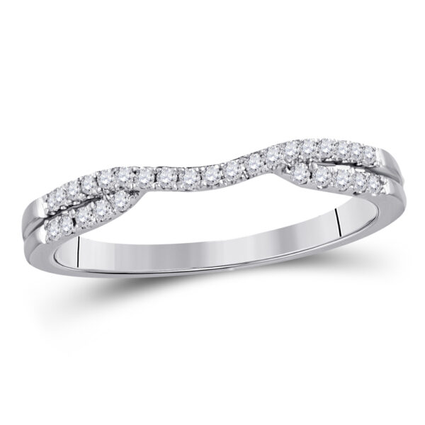 14kt White Gold Womens Round Diamond Contour Wrap Ring Guard Enhancer 1/6 Cttw