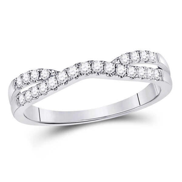 14kt White Gold Womens Round Diamond Ring Contour Enhancer Wedding Band 1/4 Cttw