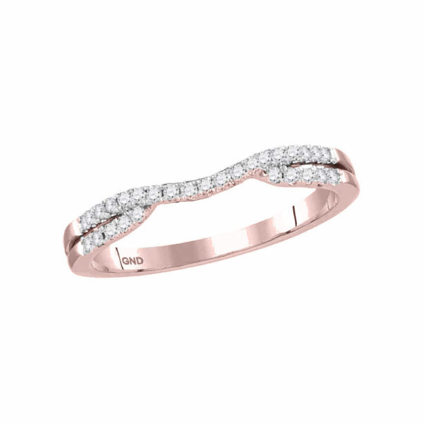 14kt Rose Gold Womens Round Diamond Band Ring Guard Enhancer 1/6 Cttw