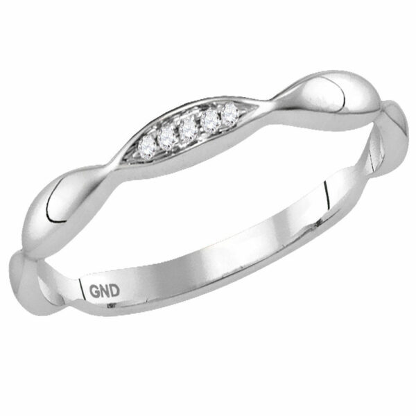 10kt White Gold Womens Round Diamond Contour Stackable Band Ring .02 Cttw