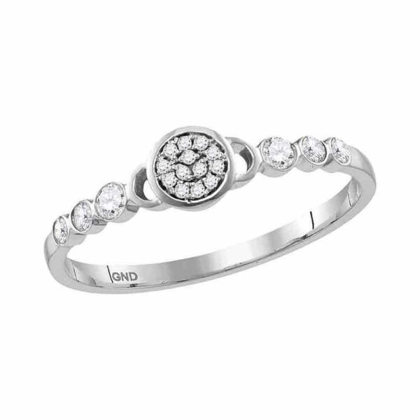 10kt White Gold Womens Round Diamond Cluster Stackable Band Ring 1/6 Cttw