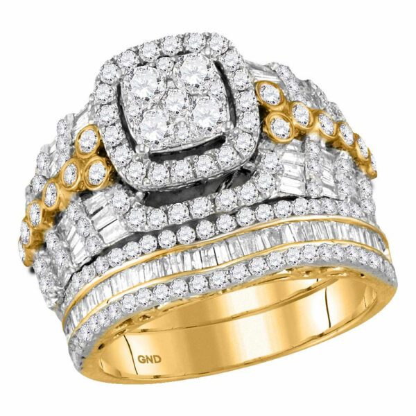 14kt Yellow Gold Round Diamond Bridal Wedding Ring Band Set 2-1/2 Cttw