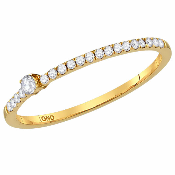 10kt Yellow Gold Womens Round Diamond Solitaire Stackable Band Ring 1/6 Cttw