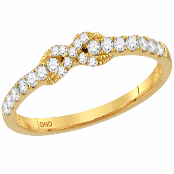 10kt Yellow Gold Womens Round Diamond Infinity Knot Stackable Band Ring 1/4 Cttw