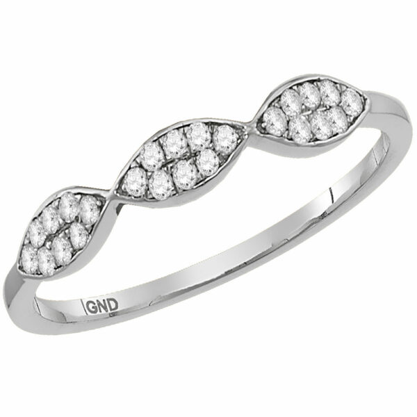 10kt White Gold Womens Round Diamond Oval Cluster Stackable Band Ring 1/8 Cttw