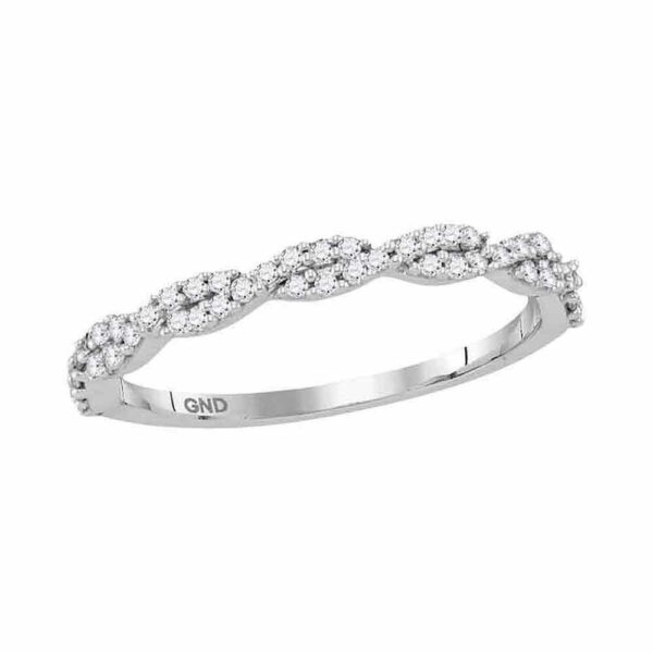 10kt White Gold Womens Round Diamond Twist Stackable Band Ring 1/6 Cttw